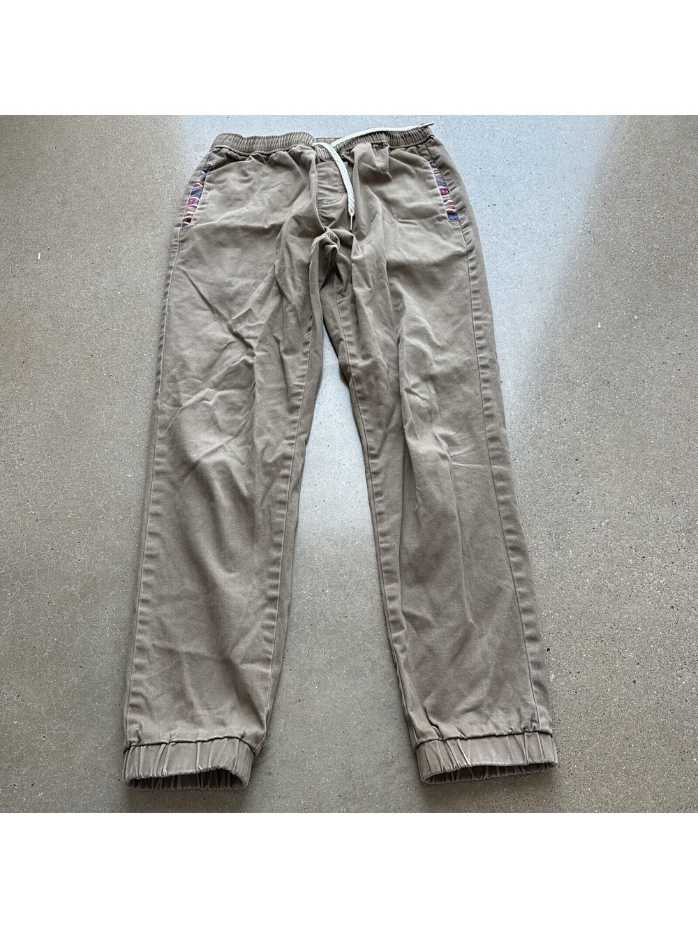 Wowie Rambler Joggers Pants Men M Beige Aztec Elastic Waist